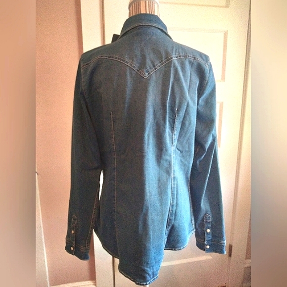 True Religion Pearl Snap Western Denim Shirt - l & xl - Picture 12 of 12